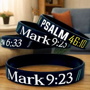 Bracelet en silicone élastique chrétien, adapté aux hommes et aux femmes, bracelet en silicone avec inscription biblique, personnalisable - Product Image 6