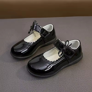 Chaussures Mary Jane pour filles, en cuir noir, chaussures habillées pour filles, chaussures plates Mary Jane pour l'école - Product Image 4