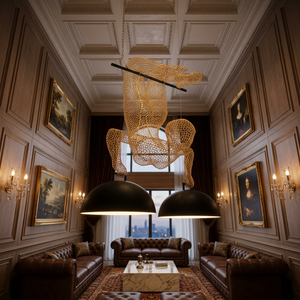 Roll Over Sculpture Art Pendant Lights Hanging <b>Lamp</b> Modern LED Chandelier Lights - Product Image 5