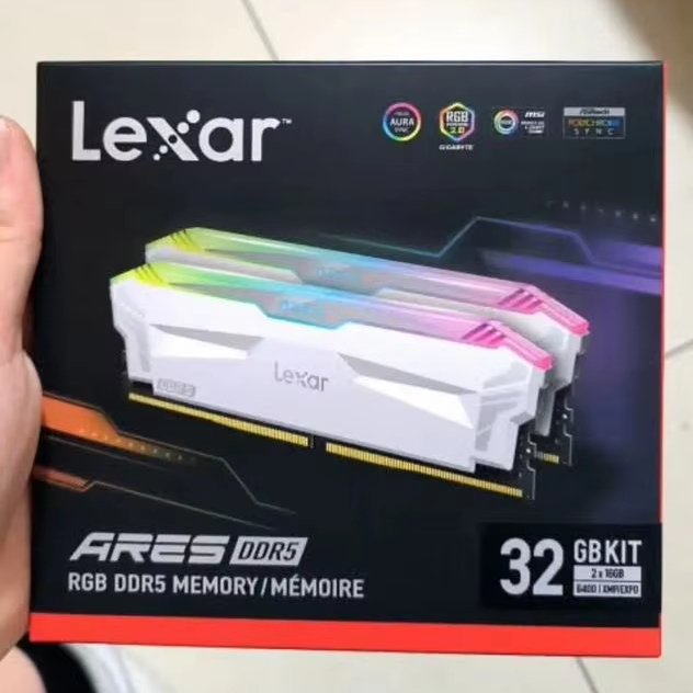 Lexar 32GB (2x16GB) ARES RGB DDR5 RAM 6400MT/s/6800MT/s7200MT/s Desktop Memory - Intel XMP 3.0 & AMD Expo Compatible,Black/White