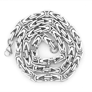 Bracelet chaîne en acier inoxydable et titane argenté en forme de V, collier de mode pour homme, design Byzantin - Product Image 2