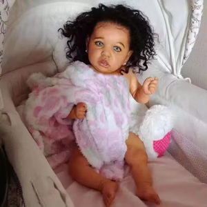 Herstellung von hochwertigem lockigem Haar Schöne Afro amerikaner Kleinkind Hübsches Schwarzes Mädchen Model Reborn Dolls - Product Image 4