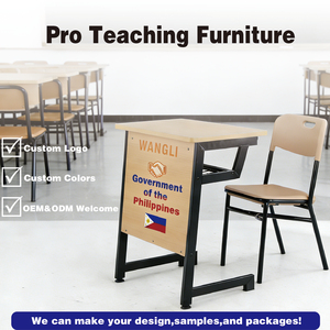 Scrivania e Sedia Singola Moderna per Studente <span class=keywords><strong>con</strong></span> Cassetto Portalibri, in Metallo e Legno, per Aula Scolastica, Mobile <span class=keywords><strong>Scrittoio</strong></span> WANGLI ZY_34 - Product Image 4