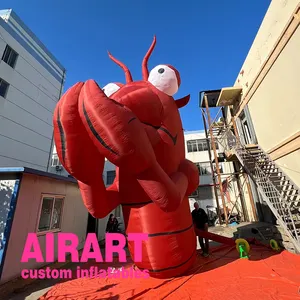站立充气海鲜气球，大尺寸充气红虾模型