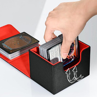 Boîte de rangement pour cartes à collectionner en cuir PU personnalisée PQ avec couvercle confortable pour cartes de jeu et cartes à échanger en extérieur