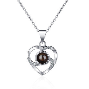 Collane con Proiezione a Forma di Cuore alla Moda per <span class=keywords><strong>Donne</strong></span>, Ciondolo 'Ti Amo' in 100 Lingue, Gioielli Regalo - Product Image 2