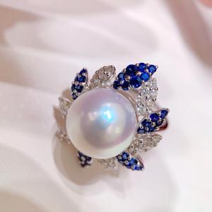 Bague en opale bleue exquise de 10-9 mm, nouvelle, 925, blanche australienne, Enchanteresse, avec boîte cadeau réglable, lumière intense, sans défaut - Product Image 2