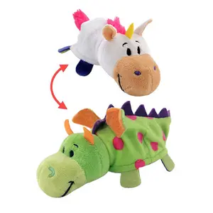 Pink Cukup lembut plush naga dengan sayap Mode 2 in 1 stuffed hewan unicorn ungu kustom mainan mewah