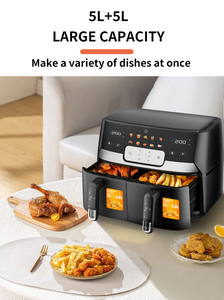 Nueva Freidora de Aire Doble con Cesta Doble, Multifunción Inteligente, Dos Zonas, 2 Compartimentos de 10L (2x10L), Nueva Freidora de Aire Doble con D - Product Image 4