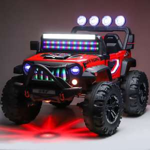 Новый дизайн, детский электромобиль 12В с пультом управления, двухместный, со светодиодной подсветкой, безопасный для игр на улице, для мальчиков и девочек - Product Image 1