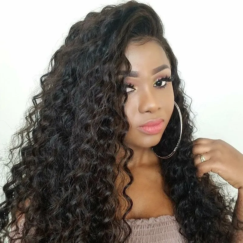 Hot 150% 180% 210% Density Unprocessed Raw Remy Hair 13x4 Wigs Wholesale Brazilian Lace Deep Wave Lace Wigs Human hair Online