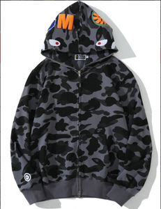 Hoodies Bapees de qualité supérieure pour hommes, style streetwear, avec impression en relief et effet déchiré, en coton et denim, vêtements de créateur - Product Image 2