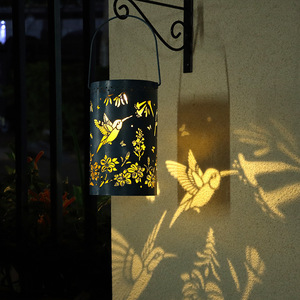 <b>Solar</b> Garden <b>Lantern</b> With Hummingbird Floral Cutout Projection <b>Hanging</b> Outdoor Decor Light LED <b>Solar</b> Powered - Product Image 2