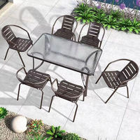 Table et chaises pliantes de jardin en fer forgé, design moderne simple, imperméable, protection solaire, pour l'extérieur