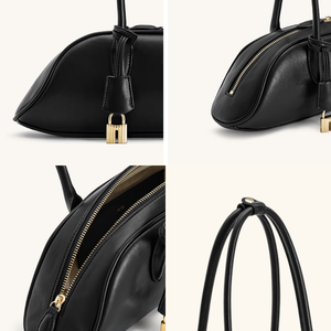 Bolso de Hombro de Cuero Genuino para Mujer, Estilo Bowling, con Cierre de Cremallera, Ligero, para Uso Diario, Venta al Por Mayor - Product Image 3