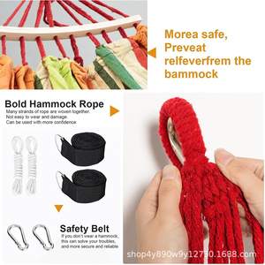 Hamac en coton Woqi à rayures orange, capacité de 204 lb, portable, pour l'extérieur, l'intérieur, le camping, la terrasse, la cour - Product Image 3