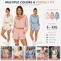 Ensemble deux pièces décontracté pour femme en coton, coupe ajustée, avec sweat à capuche à manches longues et short – Tenue basique streetwear simple et confortable