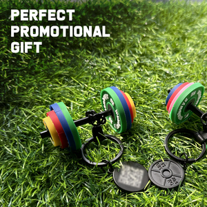Ciondolo con chiave di peso per Fitness in gomma personalizzata per sollevamento pesi combinazione di bilanciere portachiavi per palestra Tag con codice a barre Qr - Product Image 3
