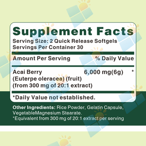 SUNI OEM/ODM/OBM Natural Herbal 100% Pure Açaí <span class=keywords><strong>Berry</strong></span> Cápsulas Cápsulas Extrato de Açaí <span class=keywords><strong>Berry</strong></span> - Product Image 2