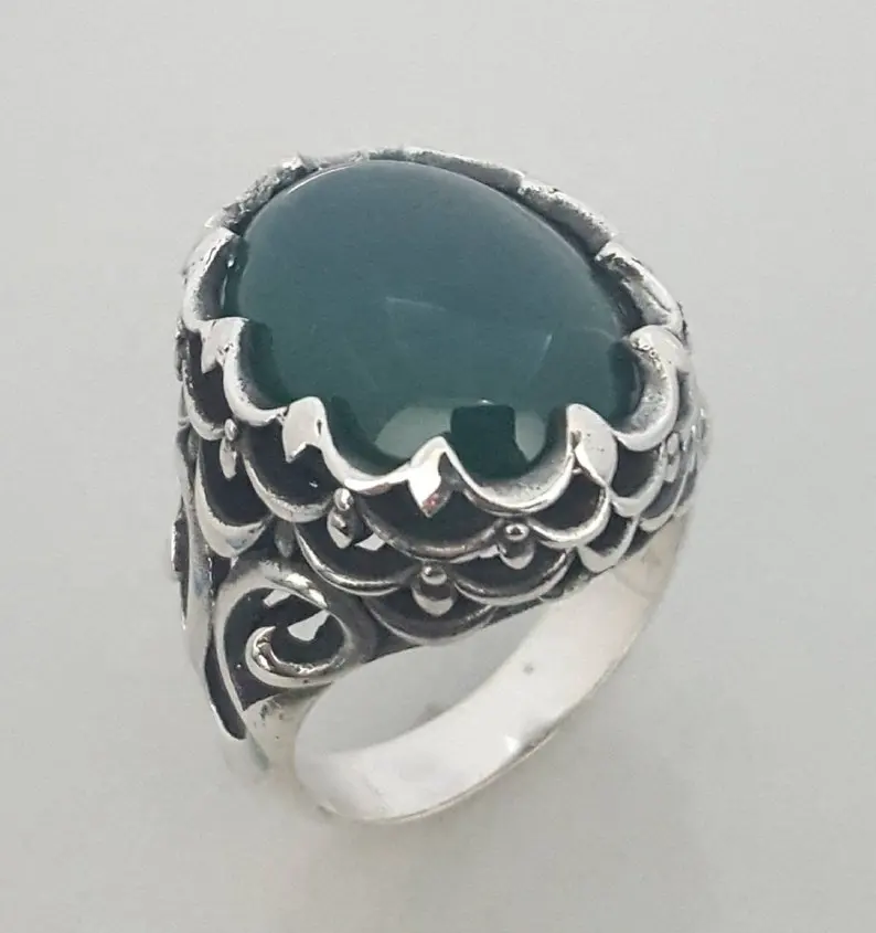 Anello d'argento turco di modo dei monili degli uomini dell'occhio di tigre della pietra preziosa naturale degli anelli di barretta su ordinazione di progettazione unica