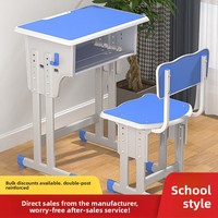Ensemble bureau et chaise d'école réglables en hauteur, structure en acier et bois, table d'étudiant en gros, durable pour les salles de classe primaires et secondaires