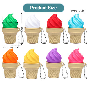สินค้าใหม่ปี 2026 พวงกุญแจรูปไอศกรีม 3 มิติ ขนาด 5.5 ซม. บรรเทาความเครียด ของเล่นเด็ก ของขวัญ ของเล่นแคปซูลเซอร์ไพรส์ - Product Image 2