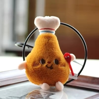 Porte-clés en peluche mignon de haute qualité, pendentif jouet en forme de machine à hamburgers, frites, cuisses de poulet, pain, hot-dog