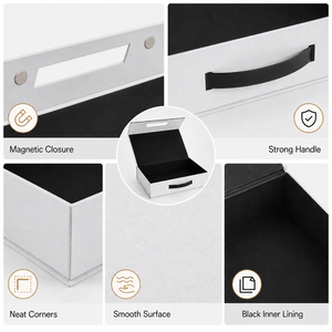 Rigid Paperboard Magnetic Gift <b>Box</b> Luxury Flip Top Rectangle With Handle Black Interior Packaging <b>Box</b> Custom Logo For Gift Set - Product Image 3