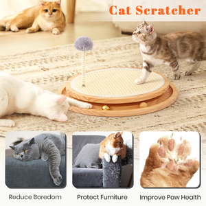 Eco-Friendly RuiFan Cat Scratcher Sisal <b>Scratching</b> <b>Pad</b> Modern Wood Toy Interactive Ball Spring Mental Physical Exercise - Product Image 3