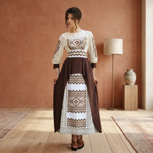 Embroidered Floor Length Evening Dress Lace Overlay Peplum Maxi Gown Built-in <b>Bra</b> Elegant Party Wear - Product Image 3
