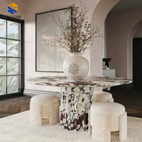 Table à manger en marbre Calacatta Viola poli brillant KT STONE, surface brillante, mobilier de luxe pour la décoration de la salle à manger