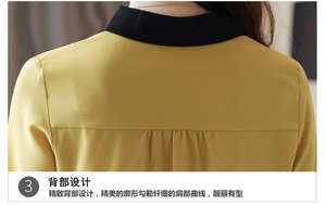 Eyegemix 9388 #   Weiße Bluse für Damen mit V-Ausschnitt, Büro-Blusen für Frauen, Langarm-Chiffon-Bluse, Modische Damenblusen - Product Image 5