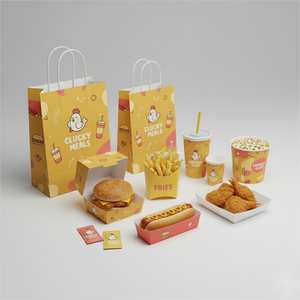 Caja Plegable para Pizza, Set de Empaque para Comida Rápida, Cajas para Llevar, Papas Fritas, Hamburguesas, Alitas de Pollo, Vasos, Diseño con Logotipo, Contenedores Desechables para Alimentos - Product Image 4
