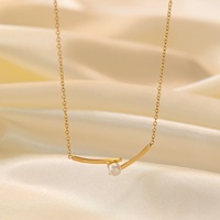 Collier pendentif tendance en acier inoxydable 316L personnalisé, or 18 carats, croix, perle et bande géométrique - Cadeau pour femme, cadeaux de mariage