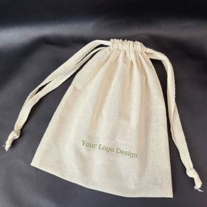 Vente en gros de petites pochettes cadeaux en coton avec cordon de serrage, sacs en tissu de coton doux personnalisés, anti-poussière, pour l'emballage de bijoux et de cadeaux - Product Image 5