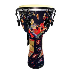 8 "/ 10"/12 "紧凑型木制非洲鼓Djembe Bongo手鼓打击乐器，带彩色图案