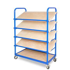 WxTxH 1050x500x1450 mm 4 Swivel Castors with <b>Parking</b> Brake <b>Equipped</b> with 15 Clipbox Shelf Trolley with 5-levels Storage Racks - Product Image 2