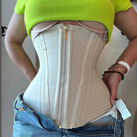 Corset colombien en néoprène Fajas-Corset antibactérien, contrôle moyen, brûleur de graisse, resserrement abdominal, ceinture post-partum