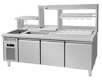 Comptoir de bar à café en acier inoxydable, double porte, sans givre, dégivrage automatique, réfrigérateur de comptoir - Design moderne -5C 5C Électrique