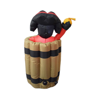 5FT Inflatables Décoration Fête En Plein Air Jardin Halloween Pirate Gonflable avec Baril De Bière