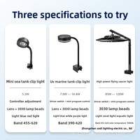Lampe LED pour aquarium, lumière douce à spectre complet pour coraux, petite lampe à clip spéciale pour eau de mer, luminosité réglable, 5,2 W