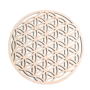 Posavasos Redondos de Madera con Hexagrama, Reutilizables, Grabados con Láser, para Decoración de Mesa en el Hogar - Product Image 1
