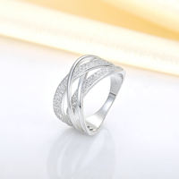 Bague torsadée en argent sterling 925 avec croix, pavée de zircone cubique, multi-couches entrelacées, pour femme, bijou de mode, cadeau de fête