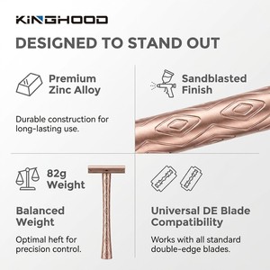<span class=keywords><strong>Rasoio</strong></span> di Sicurezza KINGHOOD con Logo Personalizzato, Manico Lungo in Metallo Oro Rosa, <span class=keywords><strong>Rasoio</strong></span> di Lusso Riutilizzabile in Lega di Zinco a Doppio Filo <span class=keywords><strong>per</strong></span> Donne - Product Image 2