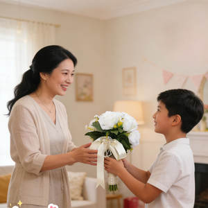 Artificial White Rose Bouquet Luxury PearlCrystal Bridal Bouquet Mothers Day GiftFor Mom <strong>Wedding</strong> <strong>Table</strong> CenterpieceHome Decor - Product Image 2