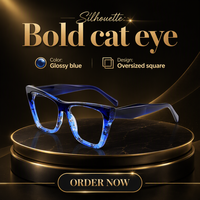 Montures de lunettes œil-de-chat Flowerfour en acétate, montures optiques à bordure complète, lunettes de mode unisexe pour usage quotidien