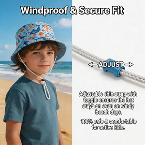 Sombrero de Pescador Reversible Personalizado con Cuerda de Contracción Ajustable Desmontable, Protección UV a Prueba de Viento, Sombrero para el Sol para Niños y Adultos - Product Image 4