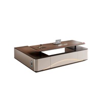 Bureaux de direction en bois de luxe italiens de haute qualité, forme en L, table de bureau pour PDG