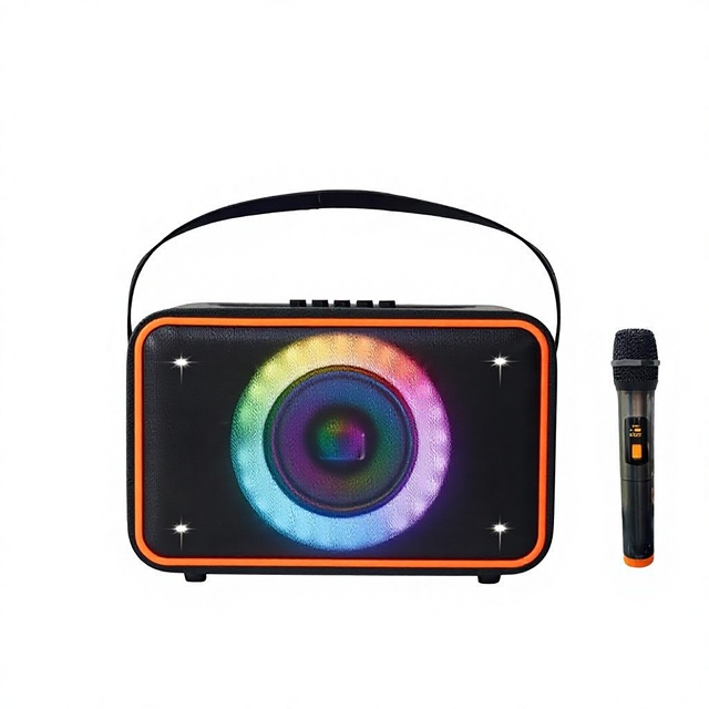 TTD-06A 6.5 Inch Wooden Portable Wireless Speaker 40W Color Light Karaoke Audio System for Outdoor Home