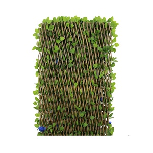 Expandable <strong>Artificial</strong> Willow <strong>Trellis</strong> Fence <strong>with</strong> <strong>Flowers</strong> <strong>Artificial</strong> Wooden Fence for Balcony Patio Outdoor Indoor Use - Product Image 4